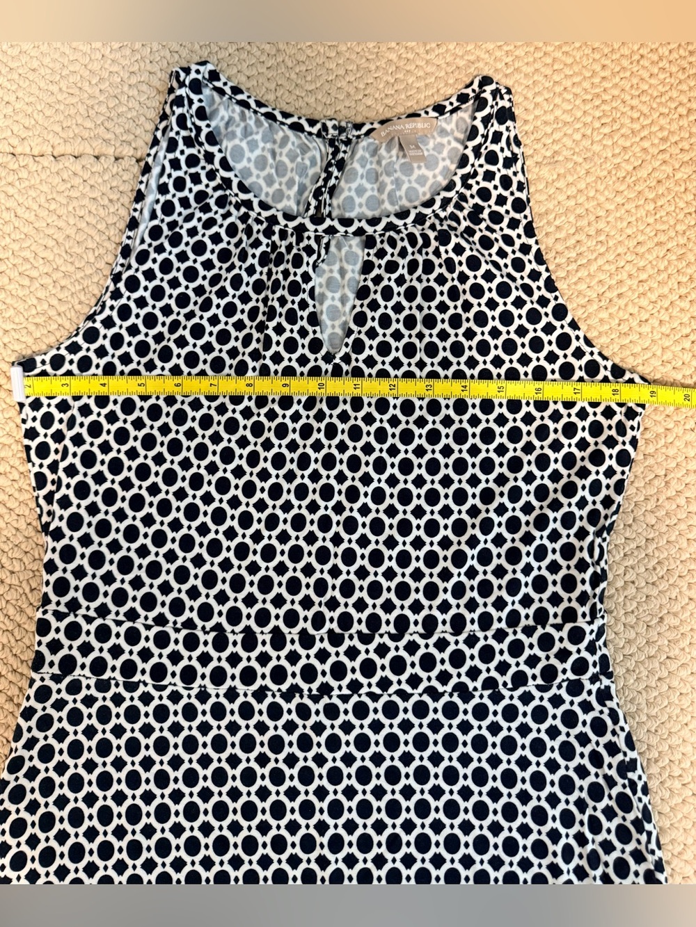 Banana Republic Geometric Black White Sleeveless Maxi Dress Sz M Classic Career - Picture 8 of 11